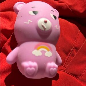 Pink Bear Toy with Rainbow Design